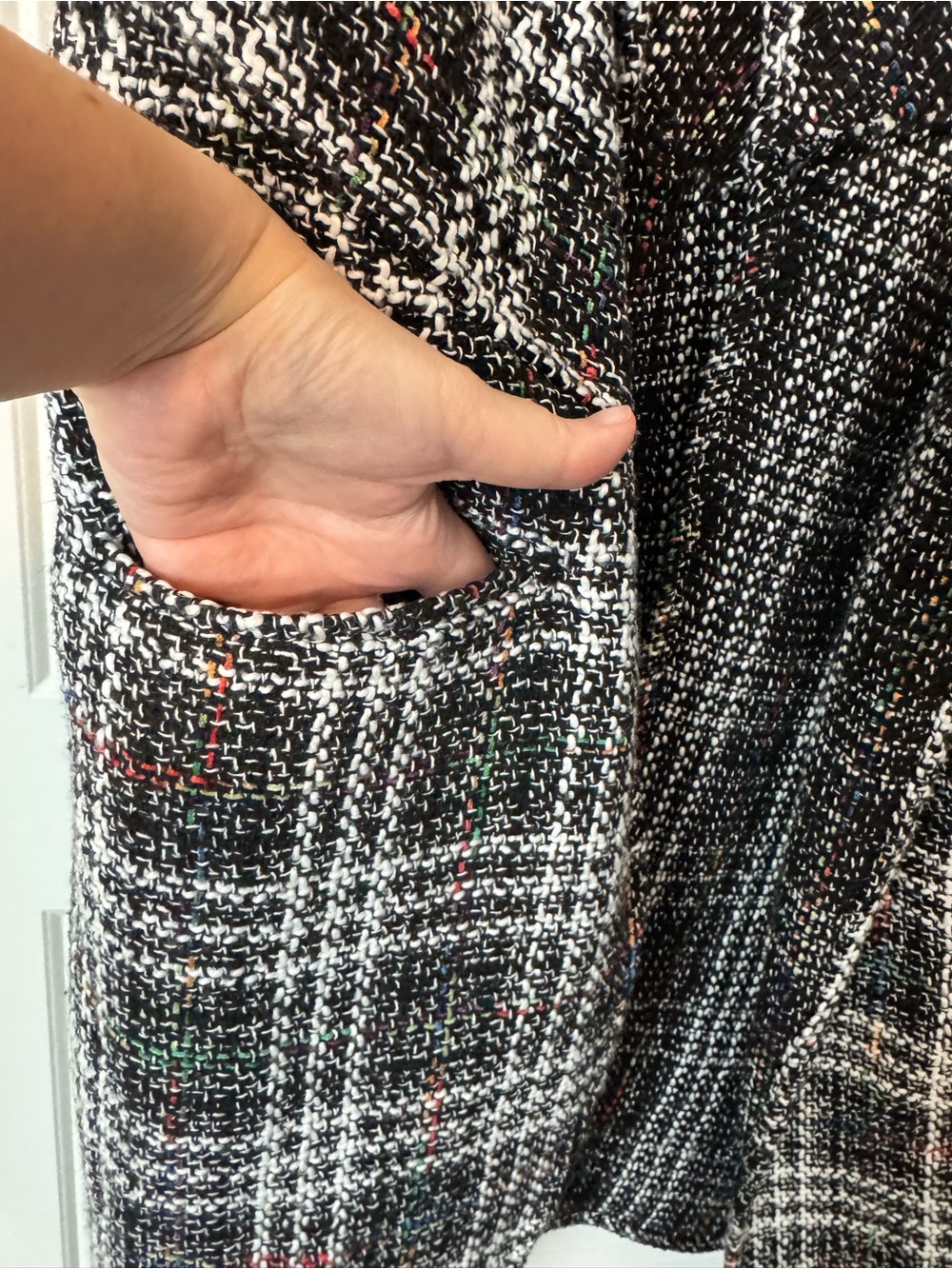 BCBGeneration Tweed Longline Open Vest Duster Plaid Sleeveless Jacket M - Picture 5 of 8